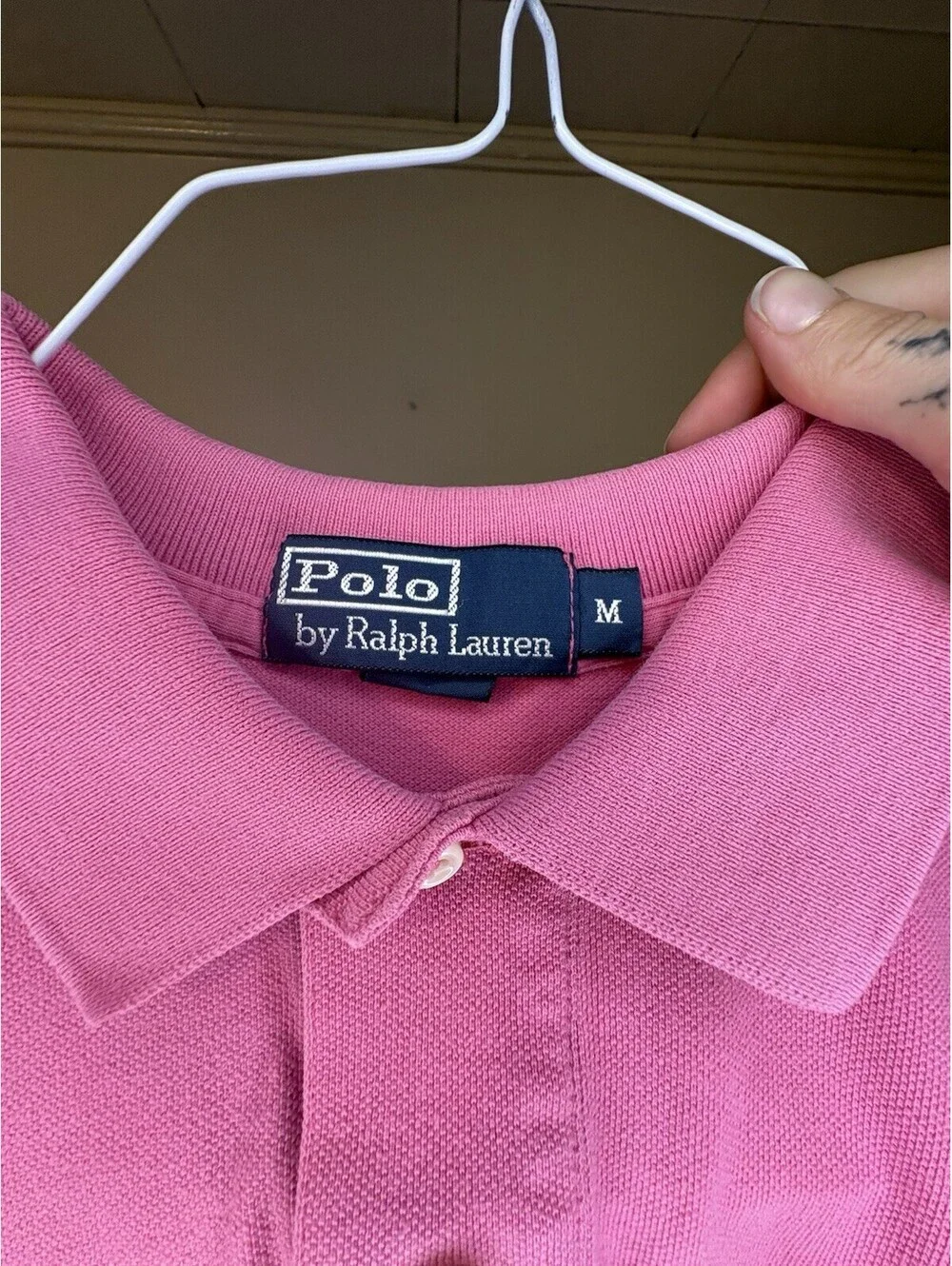 Polo Ralph Lauren Men's Pink Solid Short Sleeve Collared Polo Shirt M